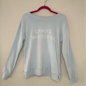 Kittenish Frost Yourself Baby Blue Pullover Crewneck Boat Neck size Medium